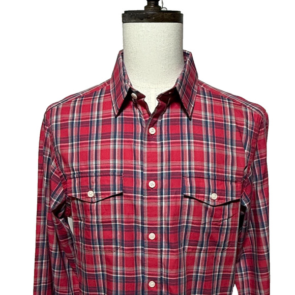 Untuckit Shirt Mens Large Red Plaid Long Sleeve Button Up Slim Fit Pockets NWOT - Picture 5 of 9